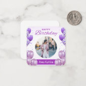 De Correspondance Carte d'anniversaire violet simple et heureuse (Devant/Arrière en situation)