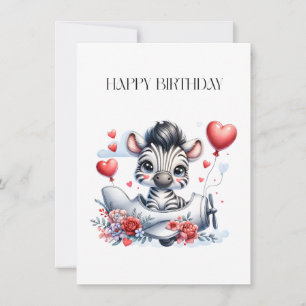 De Correspondance Carte d'anniversaire Zèbre Avion
