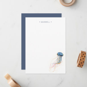 De Correspondance Carte d'Aquarelle Blue Jelly Poisson Papier à lett