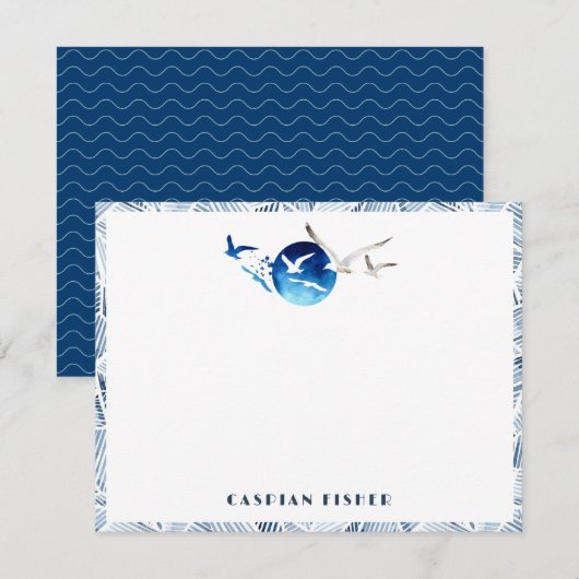 De Correspondance Carte d'Aquarelle Seaguls (Devant / Derrière)