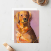 De Correspondance Carte d'Art numérique Golden Retriever (Devant/Arrière en situation)