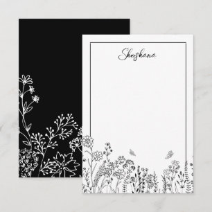 De Correspondance Carte Design Script Floral Sketch Note