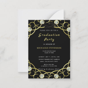 De Correspondance Carte d'invitation Gold Black Diamond Grad Party