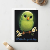 De Correspondance Carte d'observation d'oiseaux vert mignonne - Chir (Devant/Arrière en situation)