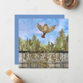 De Correspondance Carte Flat Flat Sparrow Blue Sky Blank (Devant/Arrière en situation)