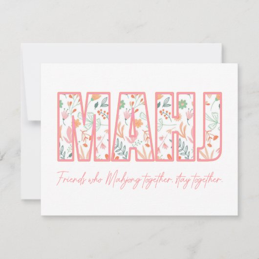 De Correspondance Carte Floral Mahjong Friendship Note (Devant)