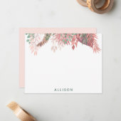 De Correspondance Carte florale Boho rose personnalisée (Devant/Arrière en situation)