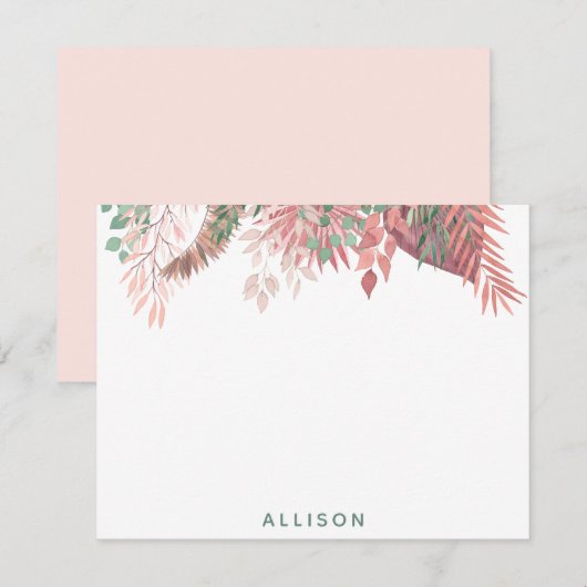 De Correspondance Carte florale Boho rose personnalisée (Devant / Derrière)