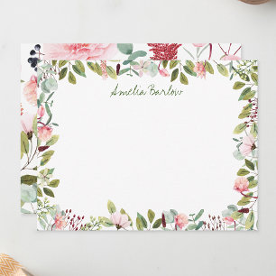 De Correspondance Carte Flore rose personnalisée