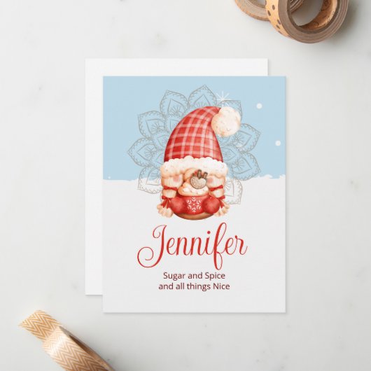 De Correspondance Carte Gnome sucre et épice (Devant/Arrière en situation)