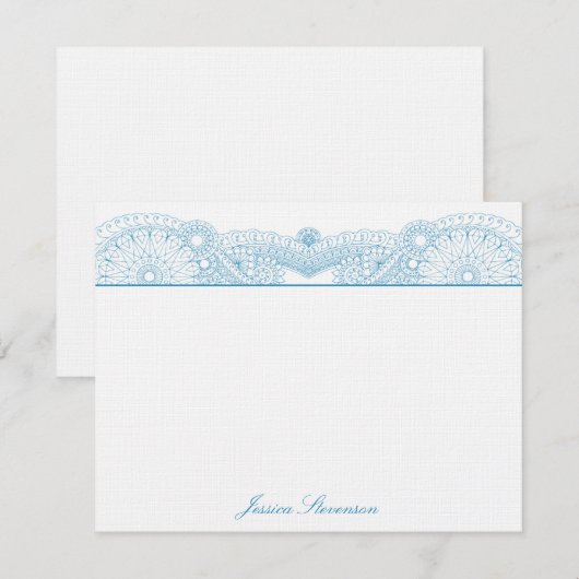 De Correspondance Carte Henna Custom Flat Note (bleu) (Devant / Derrière)