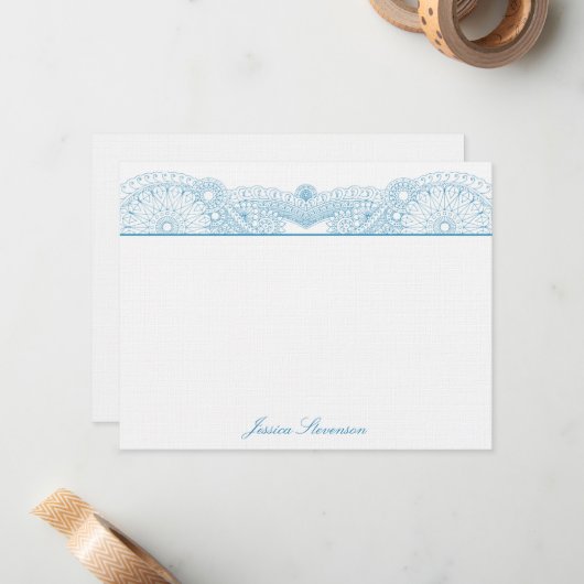 De Correspondance Carte Henna Custom Flat Note (bleu) (Devant/Arrière en situation)