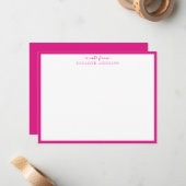 De Correspondance Carte Magenta Pink Classic Border Note (Devant/Arrière en situation)