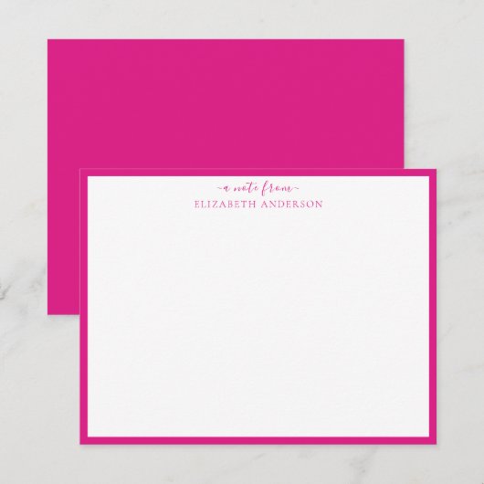 De Correspondance Carte Magenta Pink Classic Border Note (Devant / Derrière)