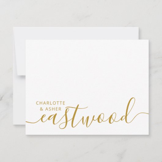 De Correspondance Carte Mariage Gold Monogram Note (Devant)
