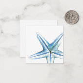 De Correspondance Carte Mini Note Aquarelle Bleue Starfish (Devant/Arrière en situation)
