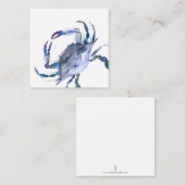 De Correspondance Carte Mini Note Crabe à aquarelle bleue (Devant / Derrière)