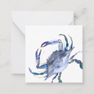 De Correspondance Carte Mini Note Crabe à aquarelle bleue