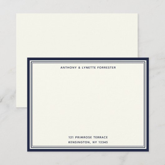 De Correspondance Carte moderne Denim Blue Border Nom et adresse (Devant / Derrière)