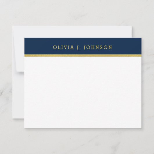 De Correspondance Carte moderne Elegant Marine Gold Flat Note (Devant)