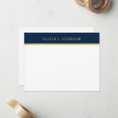De Correspondance Carte moderne Elegant Marine Gold Flat Note (Devant/Arrière en situation)