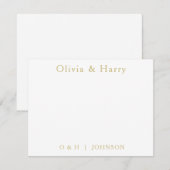 De Correspondance Carte Monogram Elegant Gold White Wedding Note (Devant / Derrière)