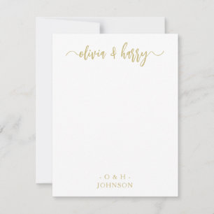 De Correspondance Carte Monogram Elegant Gold White Wedding Note