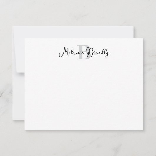 De Correspondance Carte Monogram Elegant Script plat (Devant)