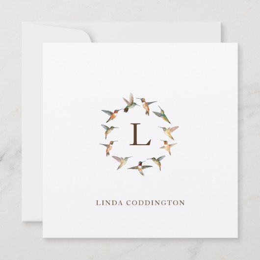 De Correspondance Carte Monogram Humminbird Note (Devant)