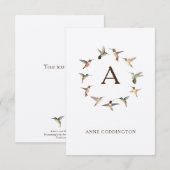 De Correspondance Carte Monogram Humminbird Note (Devant / Derrière)