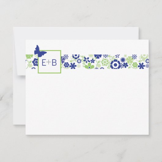 De Correspondance Carte Monogram Navy et Lime Flat Note (Devant)