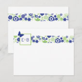 De Correspondance Carte Monogram Navy et Lime Flat Note (Devant / Derrière)