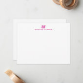 De Correspondance Carte Monogram Simple Magenta Note (Devant/Arrière en situation)