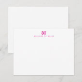 De Correspondance Carte Monogram Simple Magenta Note (Devant / Derrière)