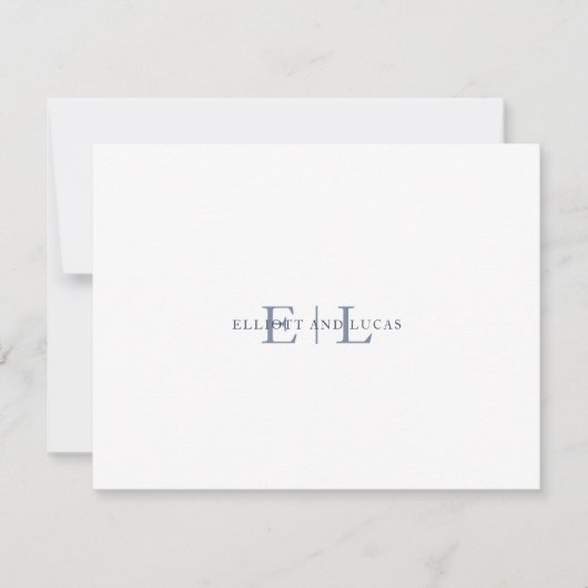 De Correspondance Carte Monogramme Mariage Bleu Blanc (Devant)