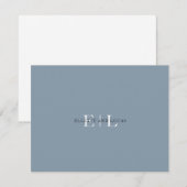 De Correspondance Carte Monogramme Mariage Bleu Chic (Devant / Derrière)