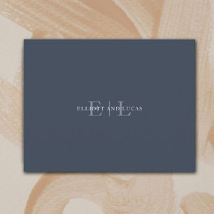 De Correspondance Carte Monogramme Mariage Bleu Foncé Chic