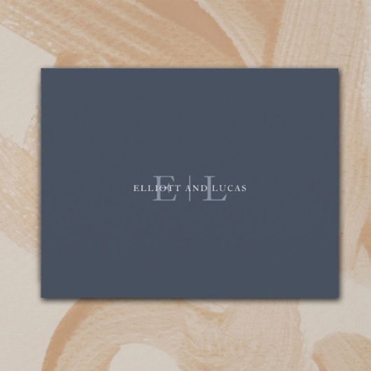 De Correspondance Carte Monogramme Mariage Bleu Foncé Chic