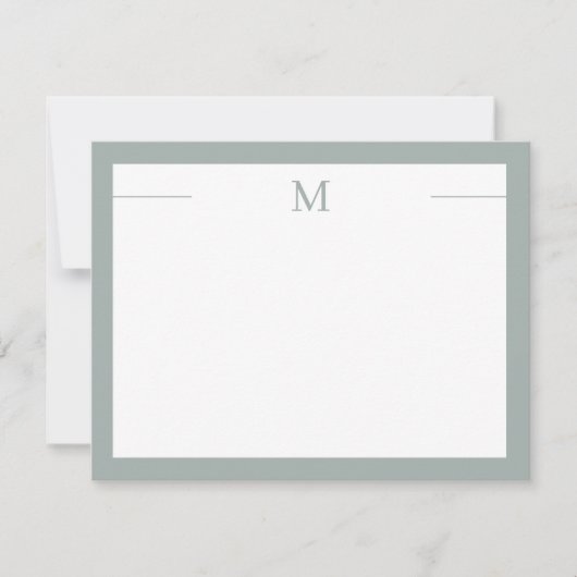 De Correspondance Carte Monogramme moderne image Sage blanc plat (Devant)