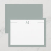 De Correspondance Carte Monogramme moderne image Sage blanc plat (Devant / Derrière)