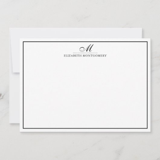 De Correspondance Carte Monogramme Noir & Blanc Flat Note (Devant)