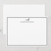 De Correspondance Carte Monogramme Noir & Blanc Flat Note (Devant / Derrière)