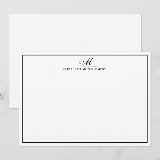 De Correspondance Carte Monogramme Noir & Blanc Flat Note (Devant / Derrière)
