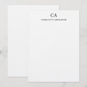 De Correspondance Carte Note Initiale Noir Moderne (Devant / Derrière)