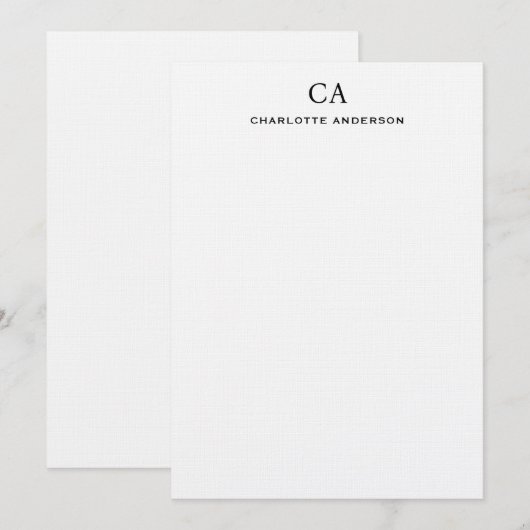 De Correspondance Carte Note Initiale Noir Moderne (Devant / Derrière)