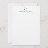 De Correspondance Carte Note Initiale Noir Moderne (Devant)