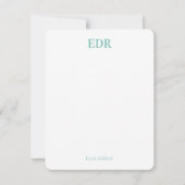 De Correspondance Carte Note Monogramme Bleu et Vert (Devant)