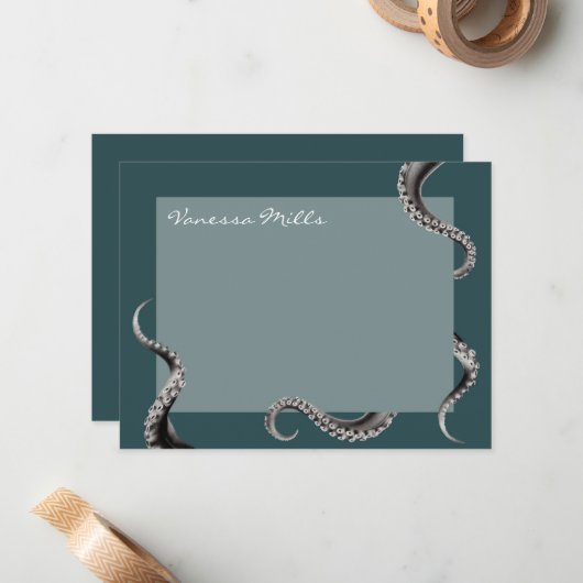 De Correspondance Carte Octopus Turquoise Note (Devant/Arrière en situation)