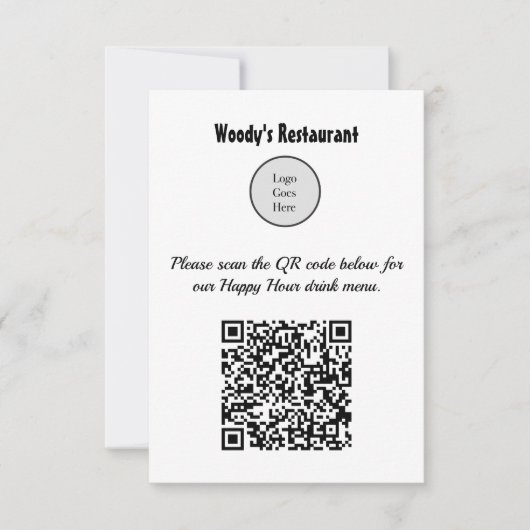 De Correspondance Carte personnalisée QR Code Restaurant Happy Hour (Devant)