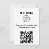De Correspondance Carte personnalisée QR Code Restaurant Happy Hour (Dos)